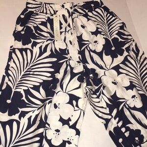 NWT She Sky Floral Drawstring Navy Pants | Size M